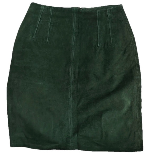 The Limited Dresses & Skirts - VTG 90s The Limited Green Suede Leather Pencil Skirt Sz 6 NWOT High Waist Lined